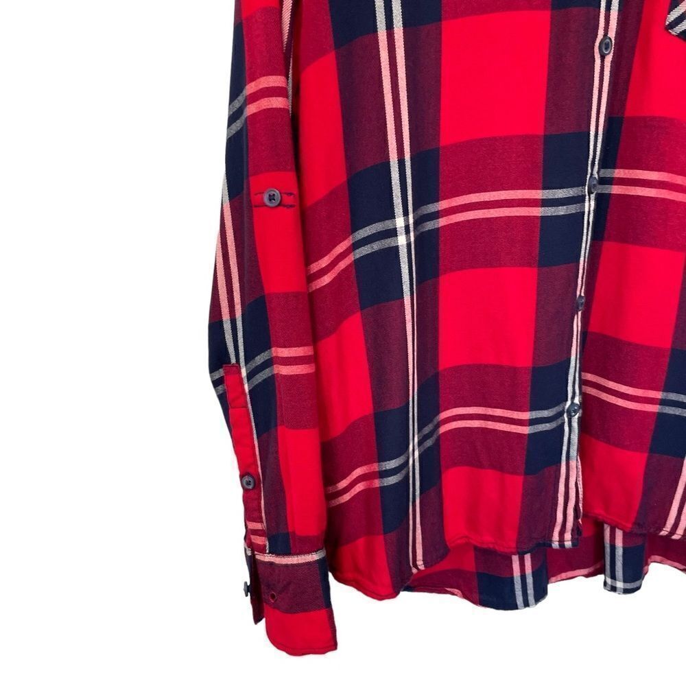 Woolrich Rayon Red Festive Plaid‎ Print Button Down Blouse, XL - Picture 6 of 9
